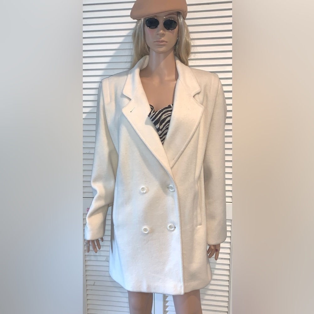 Vintage Ivory Wool Double breasted Coat Women’s Size 14